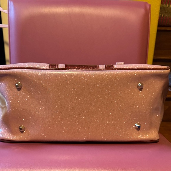 Trophy Queen Heart and Stripes Overnighter Pink Sparkly Tote with Red Hearts - Picture 8 of 8